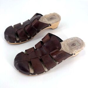 Ugg Fisherman Ore Clogs Sherpa lined Gaucho shoes sandals‎ Size 9